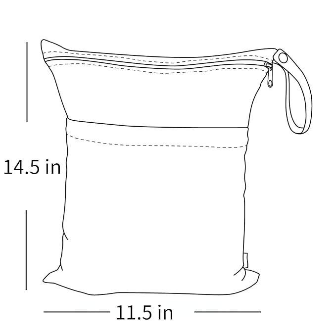 ALVA ALVABABY 2pcs Cloth Diaper Wet Dry Bags Waterproof Reusable with Two Zippered Pockets Travel Beach Pool Daycare Soiled Baby Items Yoga Gym Bag for Swimsuits or Wet Clothes LZ0102