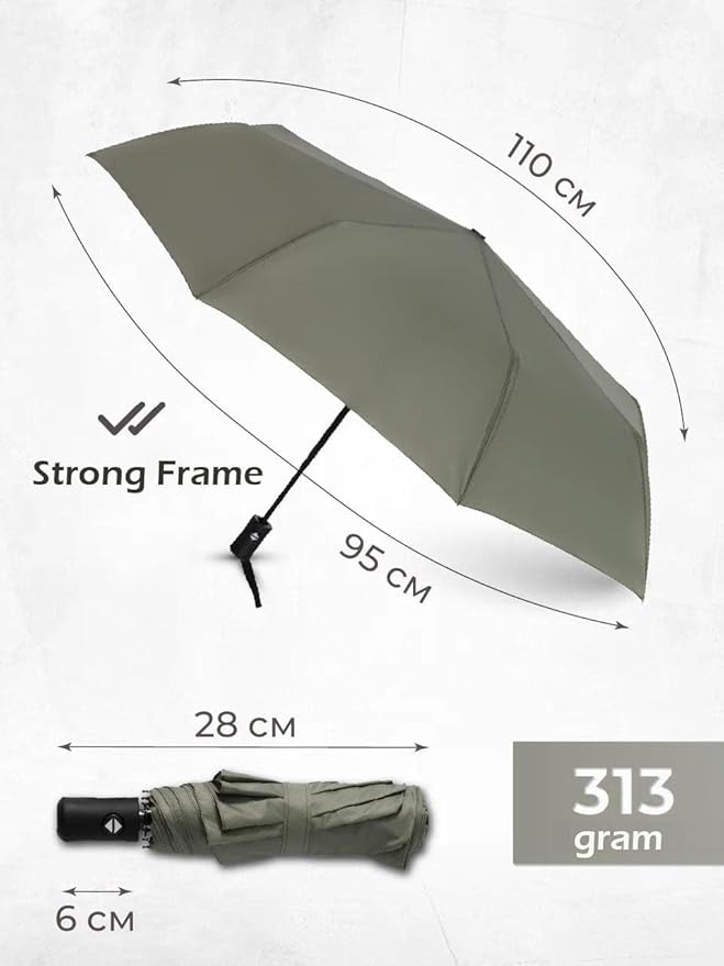 Windproof Travel Umbrella - Compact, Light, Full Automatic Open/Close - Folding Backpack Umbrella for Rain & Sun UV Preotection For Men & Women, Unbreakable 8 Fiberglass Ribs UK Design