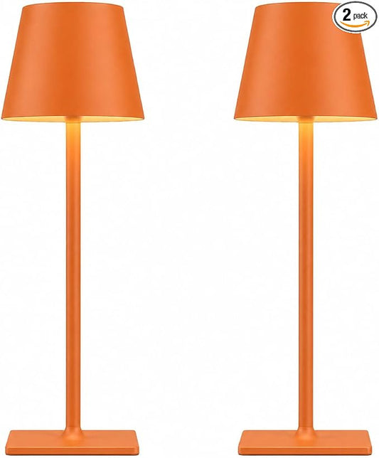 Yogaret Orange Cordless Table Lamp Set of 2-3 Way and Stepless Dimmable - for Restaurant Dining Bedroom Home Bar