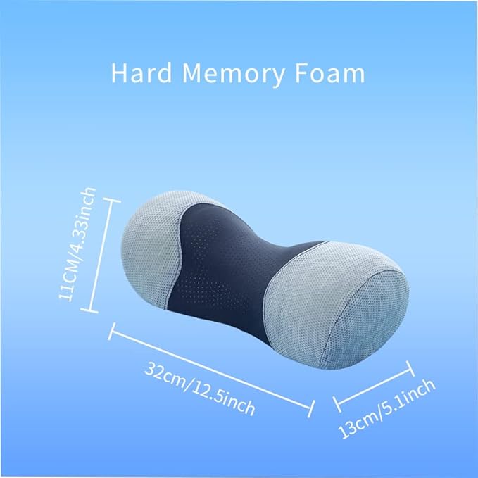 Bespilow Cervical Neck Traction Pillow for Pain Relief - 30 Min Daily Stretcher & Relaxer - Dual-Layer Memory Foam Neck Roll for Back Sleeping - Small Orthopedic Bolster with Cooling Cover