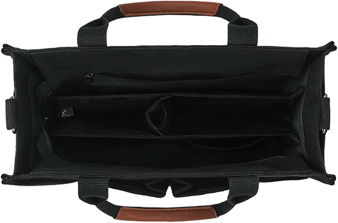 FIORETTO Canvas Tote Bag for Women with Zipper Closure & Individual Compartments for Work College for Teacher & Nurse