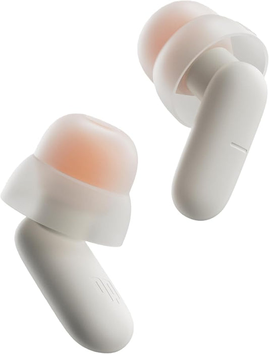 Ear Plugs for Sleeping All-Night Wear without Ear Pain Side Sleeper Patent Qufits Eartips Ultra-Comfy Reusable Earplugs for Sleep, Focus, Study, Travel, 23dB Noise Reduction - Beige
