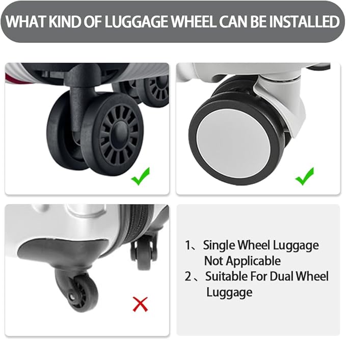 TUCANA Silicone Luggage Wheel Covers for Suitcases or Office Chair Caster, Elastic, Mute and Shockproof (Gray)