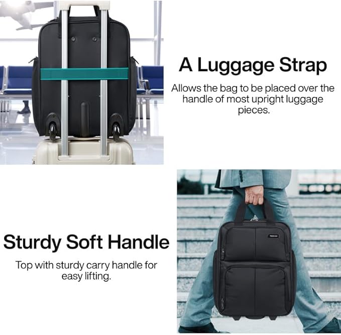 Hanke Expandable Underseat Carry on Luggage for Airplanes,Small Rolling Softside Suitcase Travel Luggage Personal Item Bag,Lightweight luggage bags for travel,Black,16-Inch