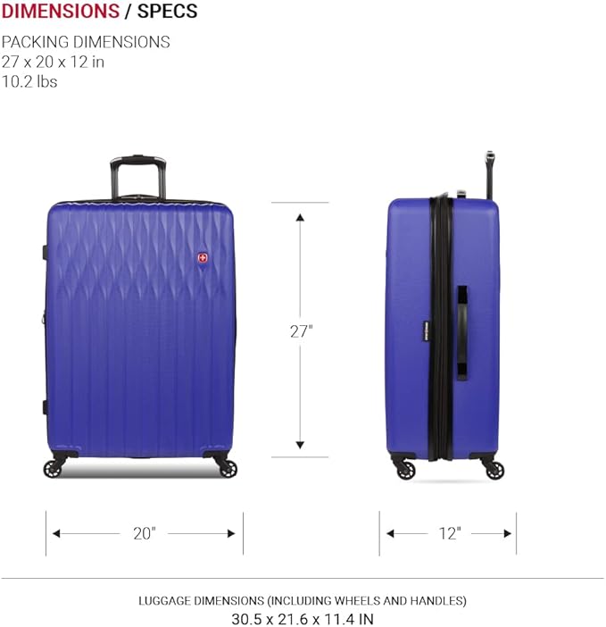 SwissGear 8018 Expandable Luggage, Hard Shell Large Luggage with Spinner Wheels