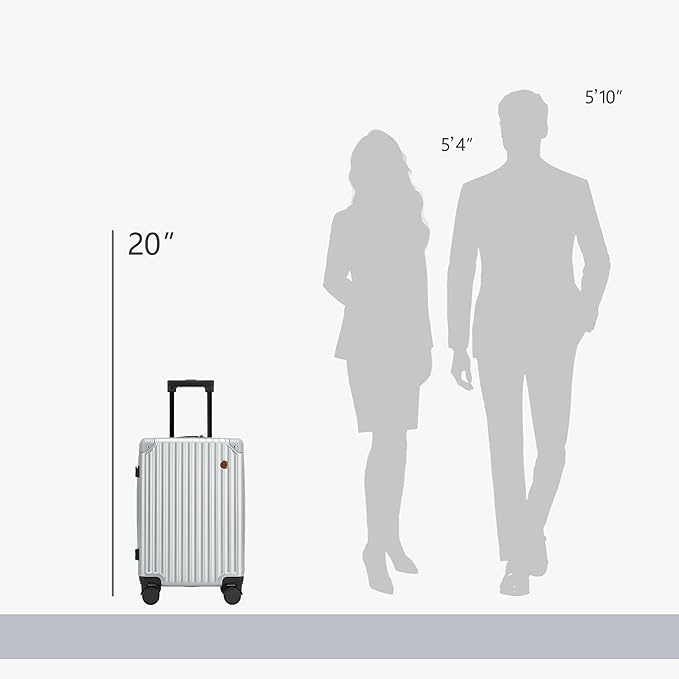 20 Inch Carry On Luggage,22x14x9 Airline Approved Hardside Suitcase with 8 Spinner Wheels and TSA Lock, Lightweight PC+ABS Hard Shell Travel Luggage for Men and Women (Silver)