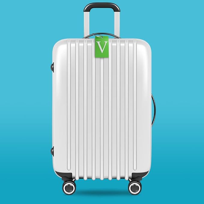 Shacke Luggage Tag Initial – Fully Bendable Tag w/Stainless Steel Loop (Letter V)