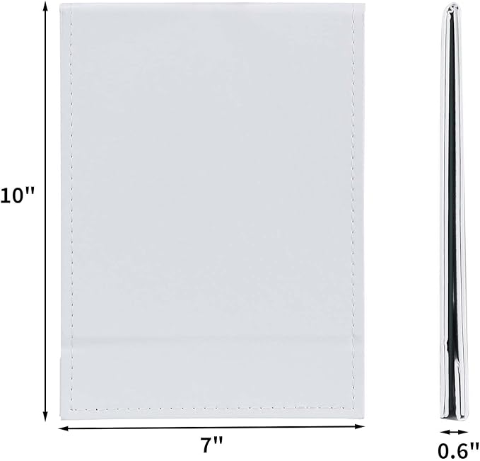 ZBEIVAN 10x7 Inches Portable Folding Makeup Mirror, Frameless PU Leather Desk Mirror with Stand for Camping Travel Tabletop Personal, White