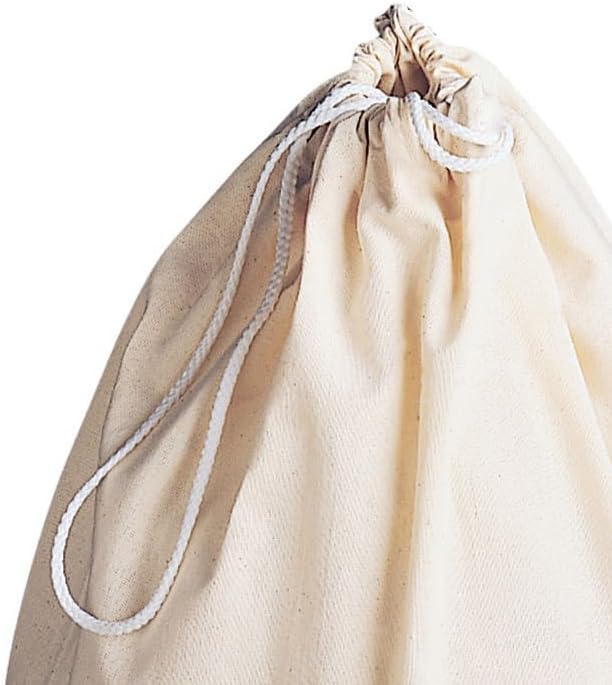 Household Essentials Cotton Laundry Bag, Large, 100% Cotton, Drawstring Top with Cord Lock, Machine Washable, 3 to 4 Load Capacity, Versatile and Compact, Breathable, Foldable, Natural