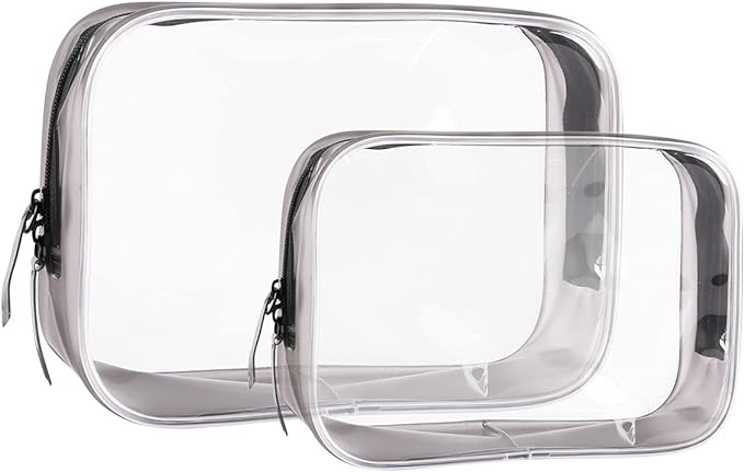 Buminee Clear Travel Bags for Toiletries, Lightweight Toiletry Bag, 2 Pack Multipurpose Transparent TSA Cosmetic Bag