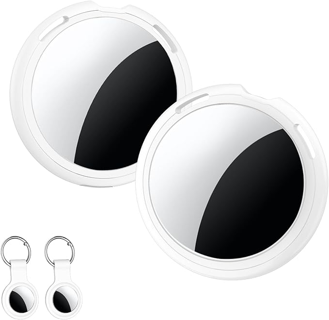 2 Pack Tracker Tags [Apple MFi Certified] Pair with Apple Find My (iOS Only) Bluetooth Air Smart Tags Key Finder Item Locator Waterproof Finder Worldwide Tracking for Pets Wallet Backpack Dogs Luggage