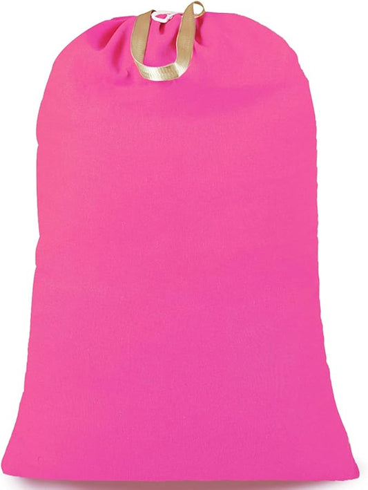Heavy Duty Laundry Bag with Drawstring and Handle, Extra Large Travel Dirty Clothes Bag for Laundromat and Household, Durable Rip-Stop Laundry Hamper Liner, 28 x 40 Inch by SANFERGE, Hot Pink