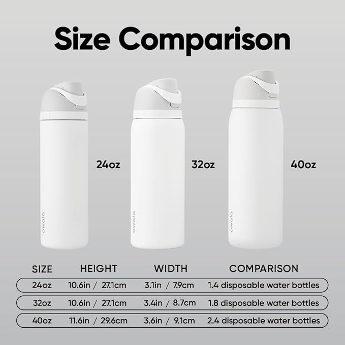 Owala FreeSip Insulated Stainless Steel Water Bottle with Straw, BPA-Free Sports Water Bottle, Great for Travel, 24 Oz, Shy Marshmallow