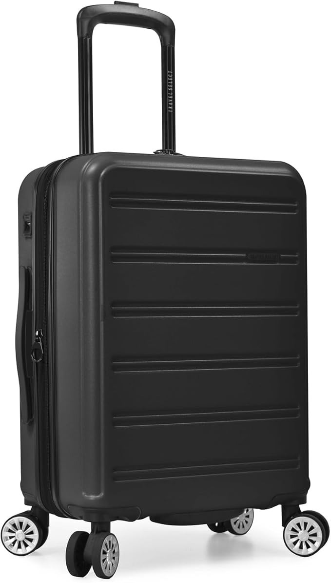 Travel Select Snowcreek Hardside Expandable Spinner Luggage w/USB Port, Black, 21-Inch Carry-on