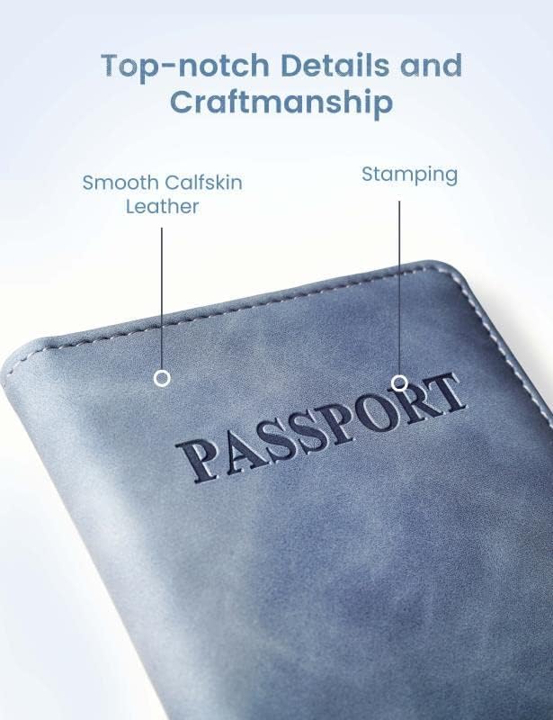 Passport Holder Passport Case Travel Wallet with Vaccination Card Holder Passport Cover with RFID Blocking Clear Pocket For Photo