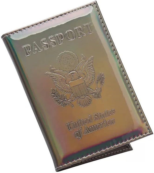 Chrome Passport Cover Vaccine Card Holder Combo, Passport Holder with Vaccine Card Slot (Grey)