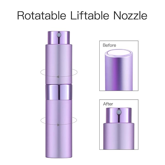 LISAPACK 8ML Atomizer Perfume Spray Bottle for Travel, Empty Refillable Cologne Dispenser, Portable Sprayer (Purple)