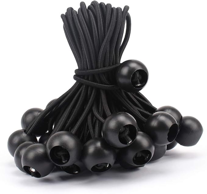AOPRIE 30 Pcs Bungee Balls 6Inch Black Ball Bungees Heavy Duty Heavyweight 6 inch Tarp Bungee Cords, Weather Resistant Tie Down Strap 4mm Thickness - for Camping, Tents, Cargo, Holding Wire and Hoses