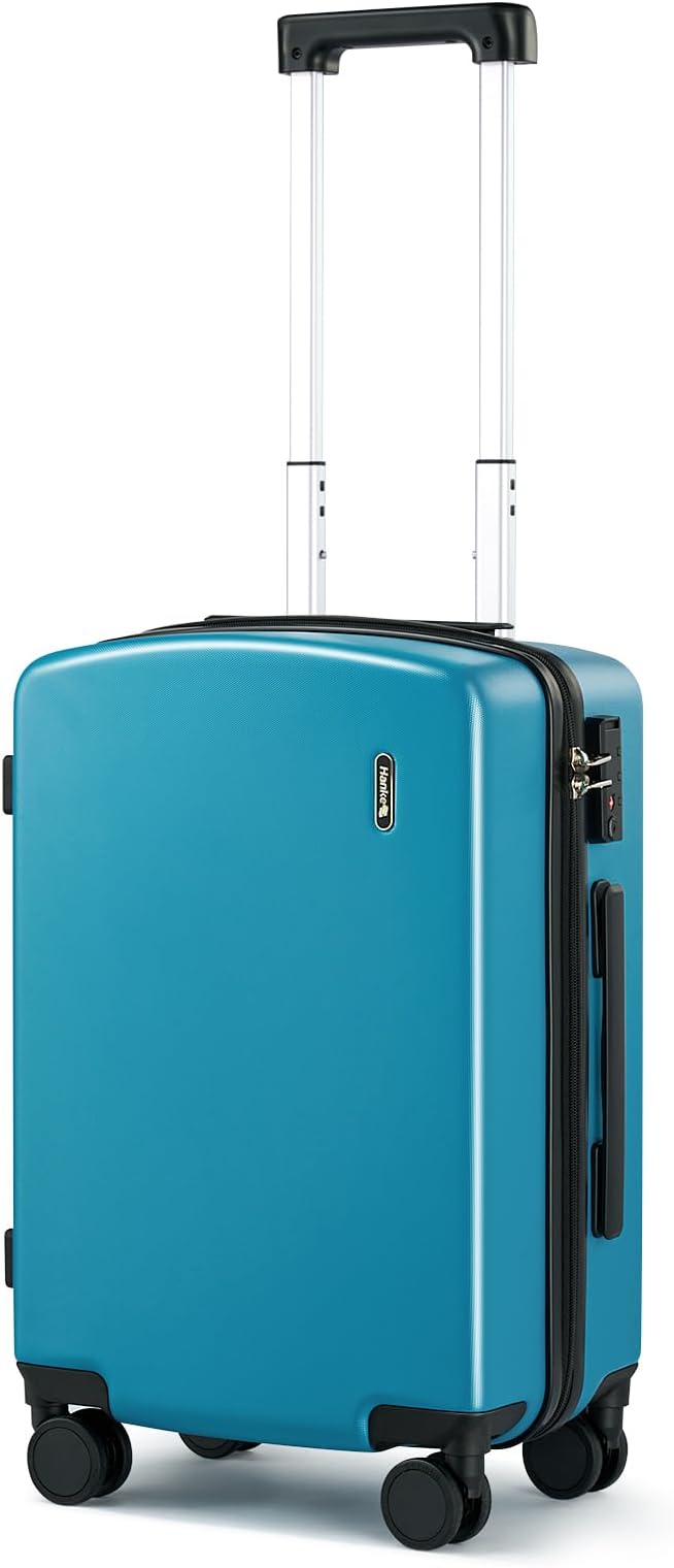 Hanke Hardside Carry-On Luggage 22x14x9 Airline Approved, 20 Inch Hard Shell Suitcases with Spinner Wheels, PC Hardshell Small Rolling Suitcase for Women Men with Tsa Lock(Caribbean Blue)