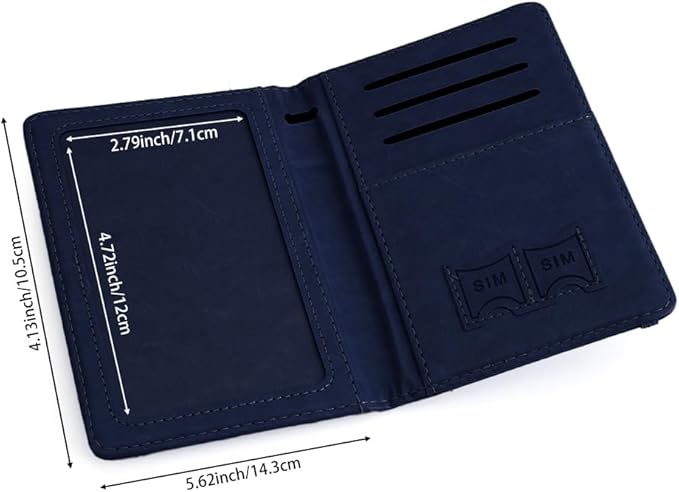 Passport Holder for Travel, Passport Holde Passport Cover Wallet Travel Passport Holders Must Haves for Women Men, PU Leather Passport Book Card Holder Case,Travelling Essentials, Deep Blue