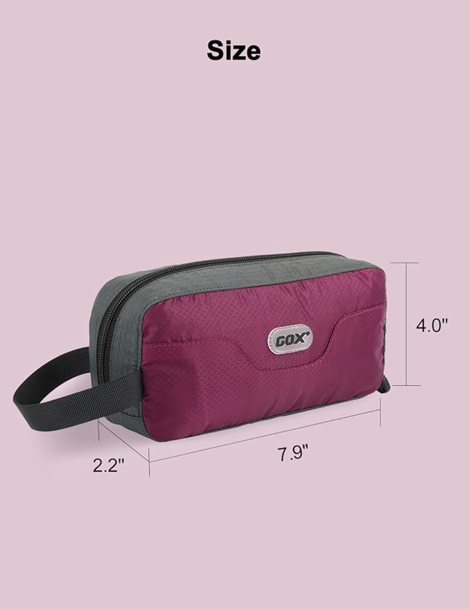 GOX Travel Small Toiletry Bag for Men Nylon Dopp Kit Medicine Bag Travel Organizer Pouch Shave Kits for Teens Toiletry Essentials Bathroom Compact Purple 7.9 * 3.7 * 2 Inches