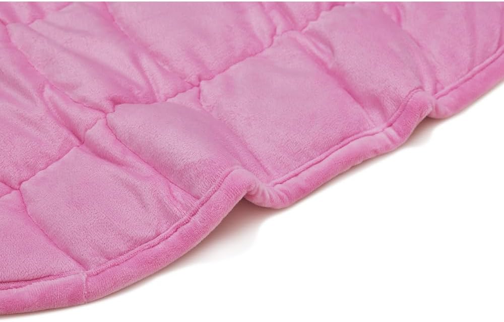 TONGDADA Weighted Lap Blanket 7lbs for Adult,Perfect for Relaxation, Lounging, Napping, Sleeping & Travel,Luxury Minky Weighted Body Blanket,Weighted Throw Blanket-Pink Minky, 29" x 24"