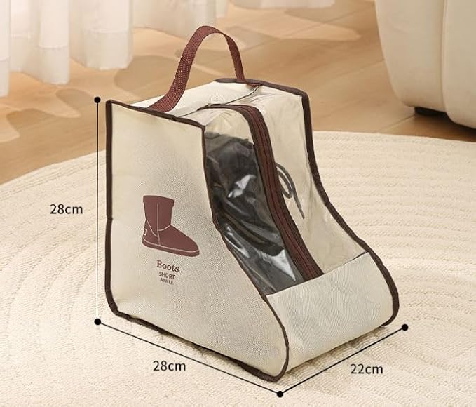 2-in-1 Boot Storage - Short & Tall Boots Protector, Travel Shoe Packing Organizers (Beige)