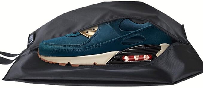 MISSLO Portable Nylon Travel Shoe Bags with Zipper Closure (Pack 4, Black)