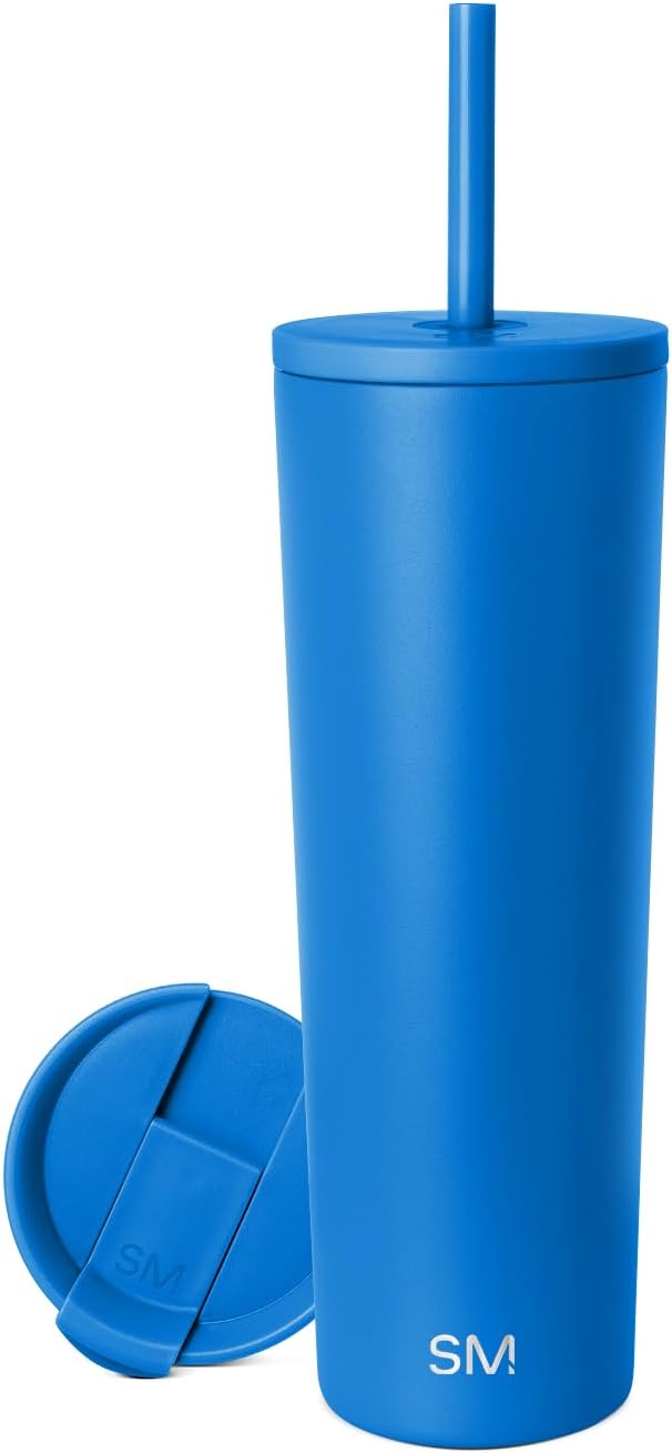 Simple Modern Classic Tumbler with Straw Lid | Insulated Iced Coffee Cup Reusable Stainless Steel Water Bottle Travel Mug | Gifts for Women Men Her Him | 28oz | Supersonic Blue