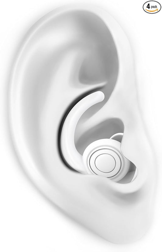 SUPCEAT Ear Plugs for Sleeping - Noise Reduction Soft Silicone Earplugs, 2 Pairs Reusable Hearing Protection Earplugs for Noise Sensitivity, Sleep,Snore,Travel,Sound Reduction Noise Cancelling - White