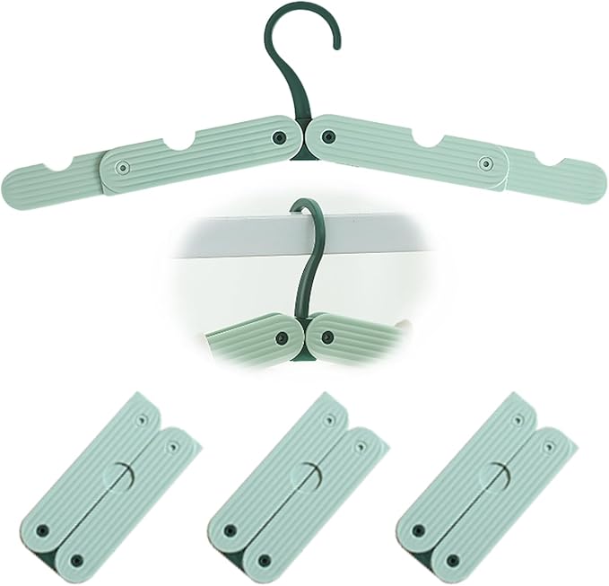 Foldable Travel Hangers, ABS Plastic, Expandable 10-15 Inch, Heavy Duty Clothes Hangers with Space Saving Design for Business Trips 3 PCS(Green)
