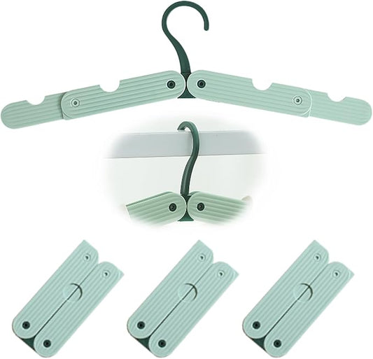 Foldable Travel Hangers, ABS Plastic, Expandable 10-15 Inch, Heavy Duty Clothes Hangers with Space Saving Design for Business Trips 3 PCS(Green)