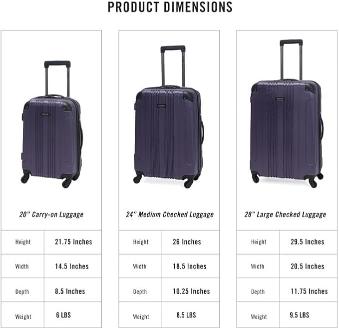 Kenneth Cole REACTION Out of Bounds Lightweight Hardshell 4-Wheel Spinner Luggage, Smokey Purple, 2-Piece Set (20" & 28")