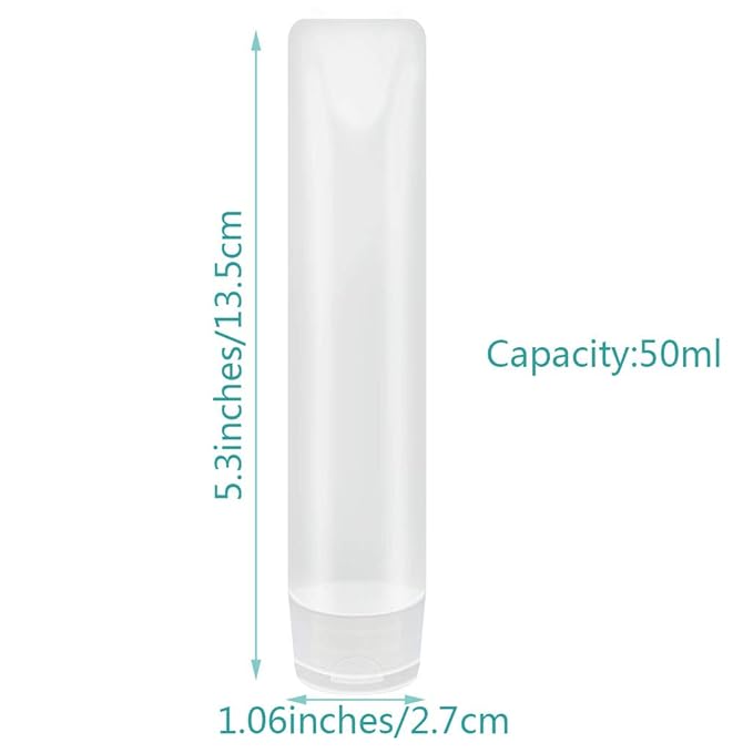 Nydotd 18 Pack Travel Size Plastic Squeeze Bottles for Liquids, 50ml/1.7Oz TSA Approved Makeup Toiletry Cosmetic Containers, Leak-Proof with Flip Caps, Refillable