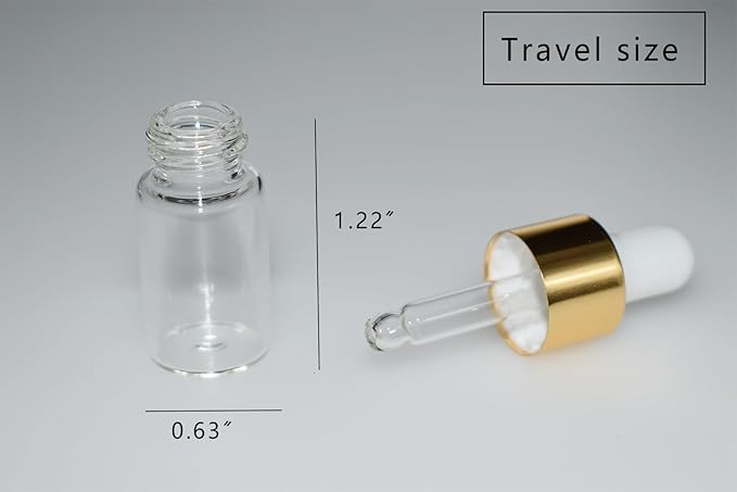 Small Dropper Bottle, 10pcs 3ml Mini Sample Dropper Bottles Mini Makeup Containers for Travel Liquids Tiny Glass