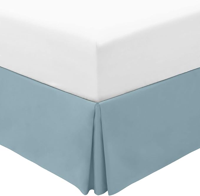 Mellanni Bed Skirt Cal King Size - Tailored Drop Bed Skirting | 15-Inch Pleated Dust Ruffle - Hotel Luxury Bedding - Wrinkle, Fade, Stain Resistant - 1 Bedskirt (King, Spa Blue)