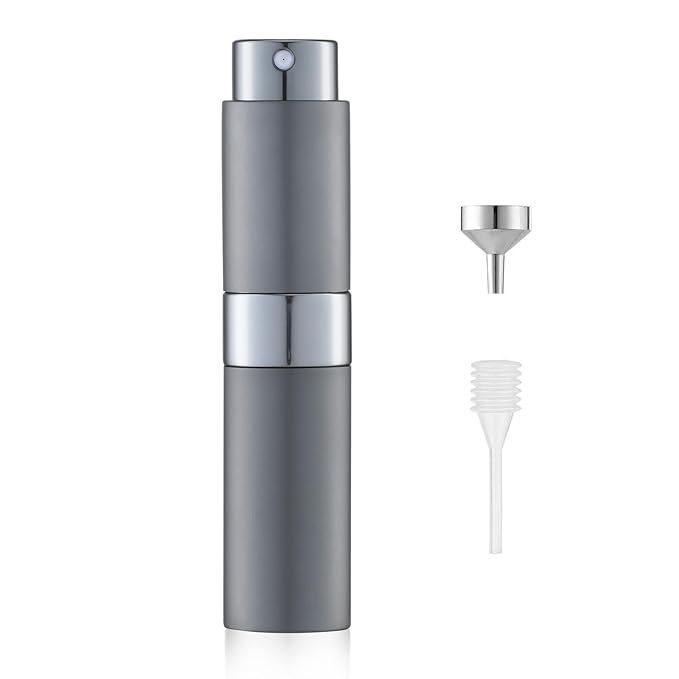 LISAPACK 8ML Atomizer Perfume Spray Bottle for Travel, Empty Refillable Cologne Dispenser, Portable Sprayer (Grey)