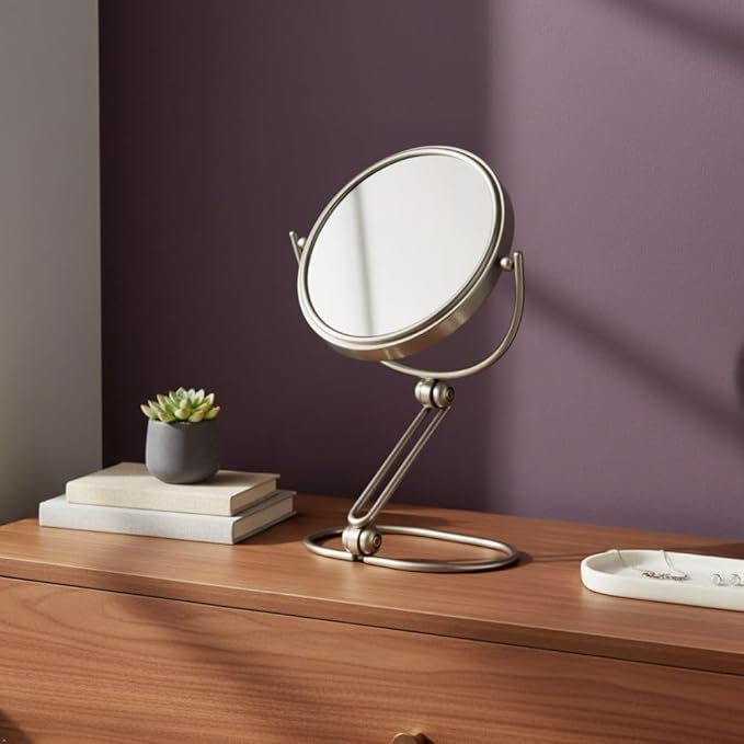 JERDON Compact Magnifying Mirror - Folding 5.5" Travel Mirror with 10X & 1X Magnification - Model MC450N