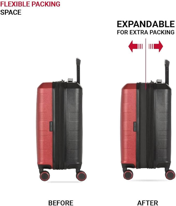 SwissGear Duet Hardside Expandable Luggage with Spinner Wheels, Red/Black, 3-Piece Set (19/24/28)
