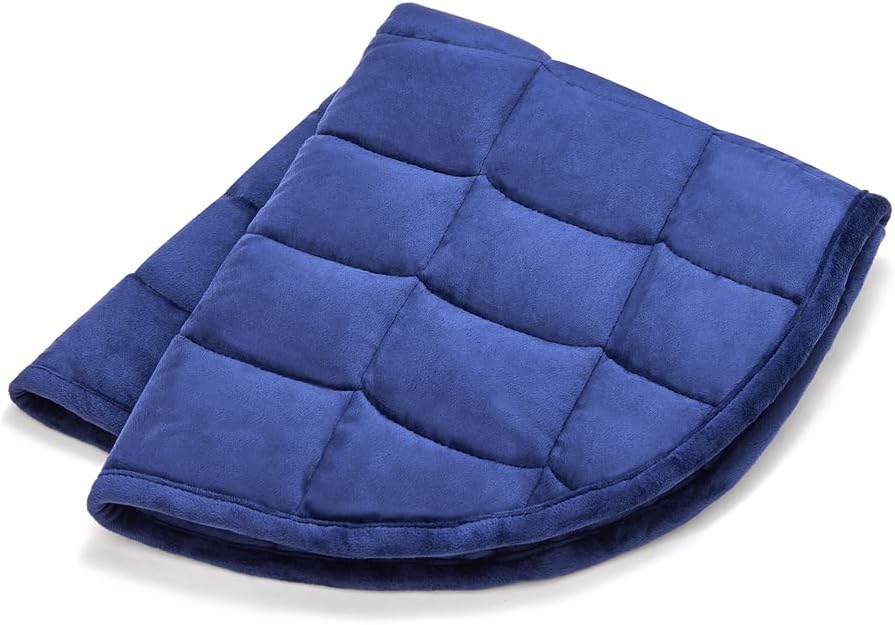 TONGDADA Weighted Lap Blanket 7lbs for Adult,Perfect for Relaxation, Lounging, Napping, Sleeping & Travel,Luxury Minky Weighted Body Blanket,Weighted Throw Blanket-Navy Minky, 29" x 24"