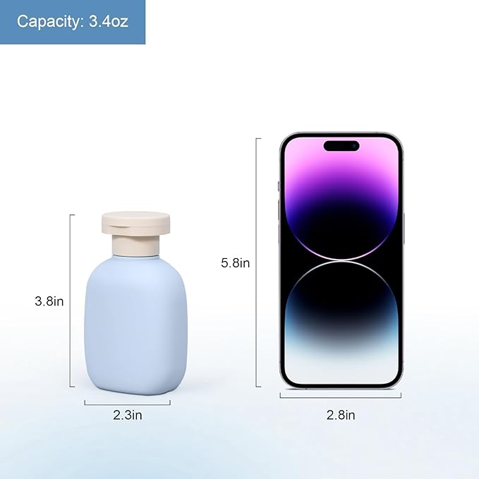 3.4 oz Small Plastic Travel Shampoo Bottles, Empty Plastic Squeeze Bottles with Flip Cap for Toiletries, Leakage-proof Travel Shampoo and Conditioner Bottles