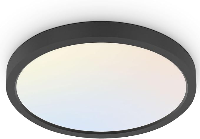 hykolity 18 Inch LED Round Flat Panel Light,32W,3200LM,3CCT | 3000K/4000K/5000K CCT Selectable,120°Beam Angle, Dimmable Edge-Lit Flush Mount Ceiling Light Fixture - ETL Listed,Black