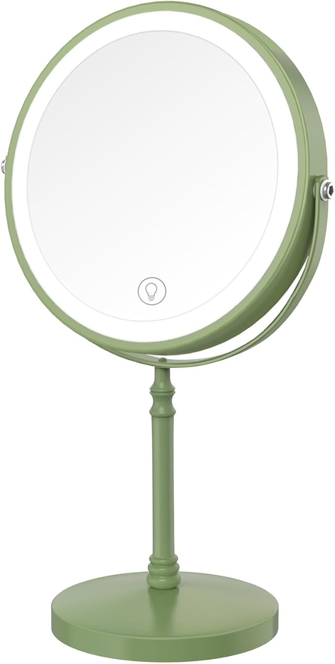 DEIOVWXS Makeup Mirror, 3000mAh Rechargeable Double-Sided Magnifying Vanity Mirror with 3 Colors, 1X/10X, 360° Rotation, Adjustable Brightness, Gifts for Mom, Women,Wife, Girls, Dorm Room Essential