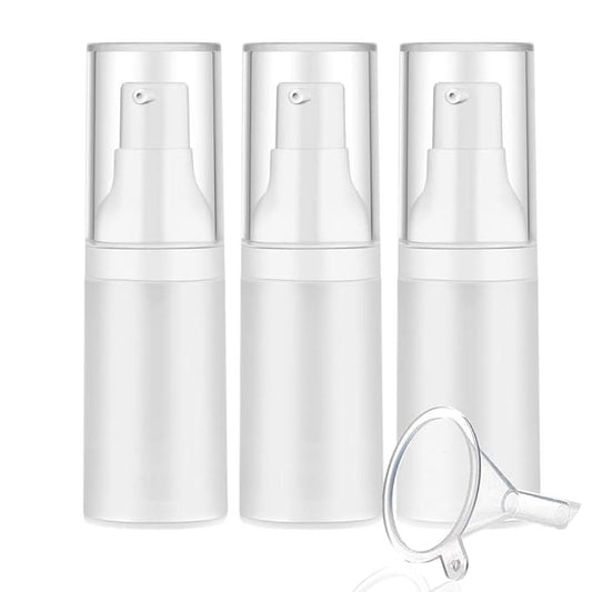 3pcs 20ml Sterile Airless Pump Bottle with Funnel Easy to Carry and Fill Matte Lotion Bottles For Travel