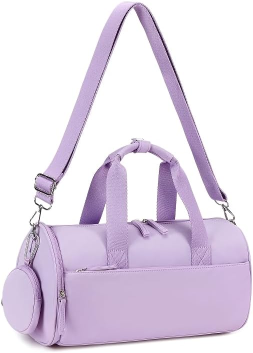 Mini Gym Bag for Women Girls Cute Small Duffle Bag 12'' with Multifunctional Pockets Workout Sport Bags Dance,Fitness,Yoga (B-Purple)