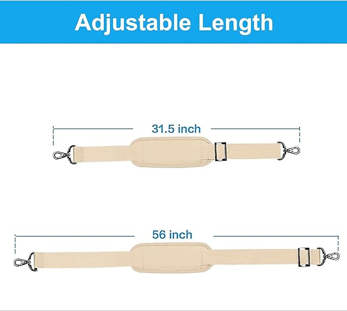 MOSISO 56 inch Shoulder Strap, Adjustable Thick Soft Universal Replacement Non-Slip Fit Padded with Metal Swivel Hooks for Laptop Shoulder Bag/Laptop Messenger Bag/Crossbody Bag, Khaki