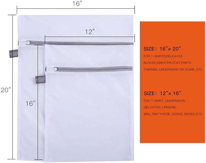 Kimmama Laundry Bag Mesh Wash Bags, Washing Machine Wash Bag, Net Washer Sack with Zipper, Dryer Pouch for Cleaning and Drying Cloths, Garment, Delicates, T-shirt, Underwear, Bra, Pant, Small Toys