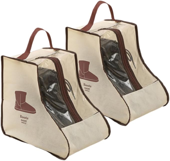 2-in-1 Boot Storage - Short & Tall Boots Protector, Travel Shoe Packing Organizers (Beige)