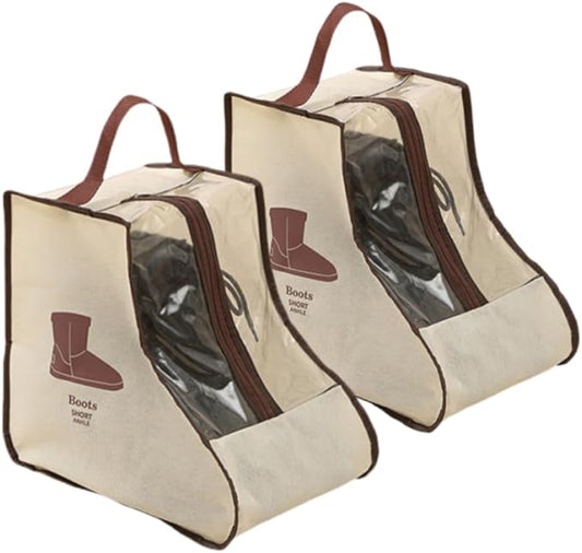2-in-1 Boot Storage - Short & Tall Boots Protector, Travel Shoe Packing Organizers (Beige)