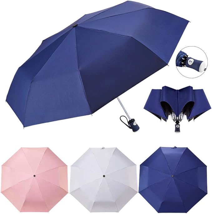 DBA FDJASGY Sun Umbrella Compact Folding Travel Umbrella Auto Open and Close for Windproof, Rainproof & 99.9% UV Protection Parasol with Black Anti-UV Coating